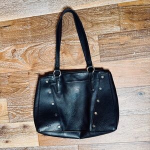 B.O.C. Black Leather Studded Bag Purse